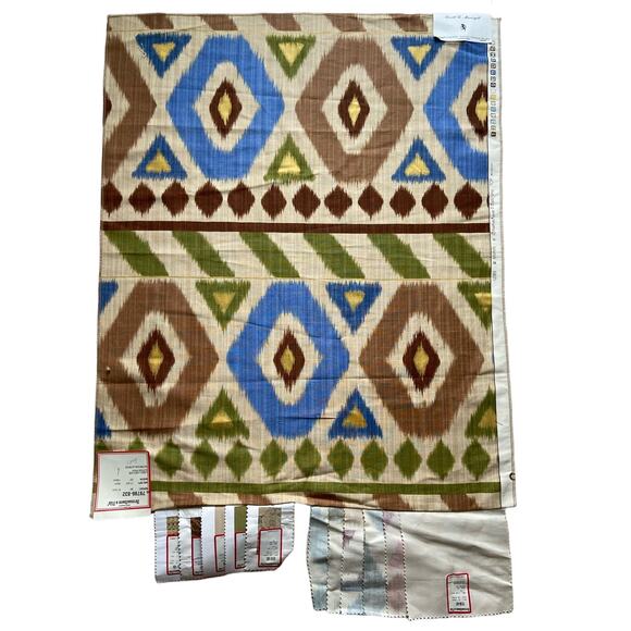 Branschwig & Fils "UZBEK" fabric linen and cotton vintage swatch 27” x 35” - Picture 1 of 6